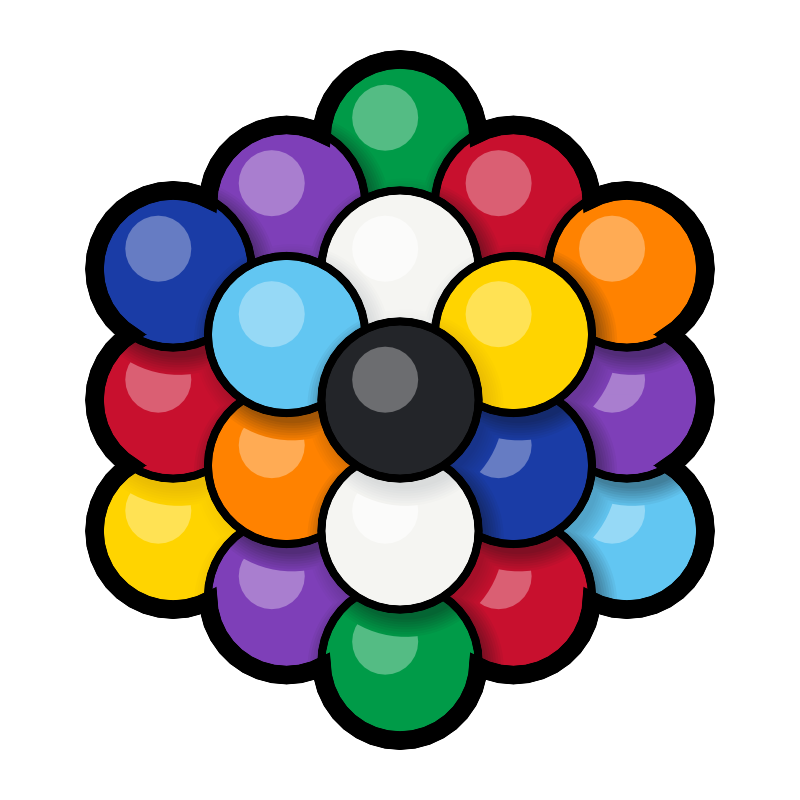 The Molecube in colour, a cube of balls, as the app draws it.